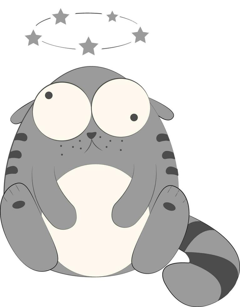 Dizzy cat cartoon character vector illustration, kitty cartoon