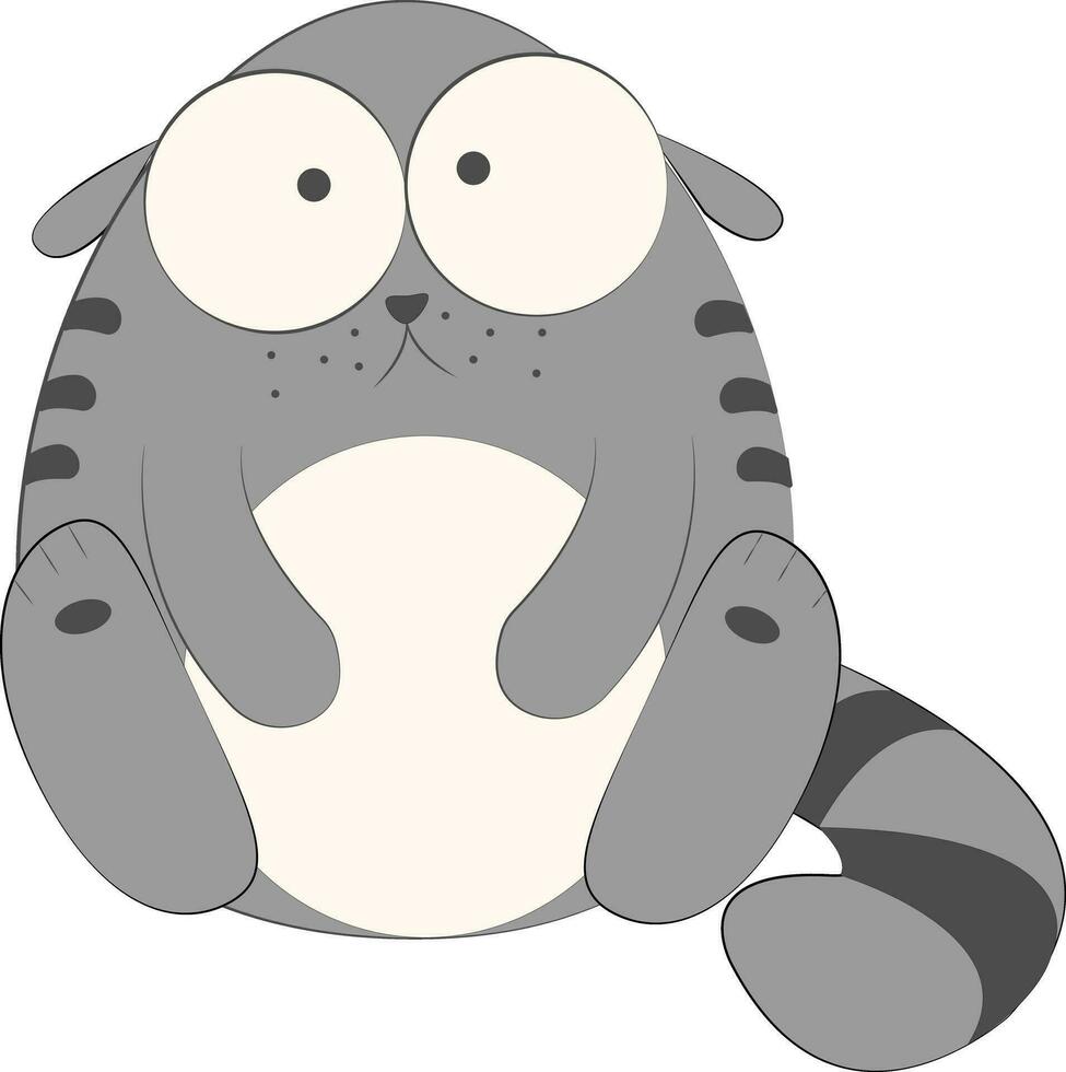 Surprised and sad cat character vector illustration, kitty cartoon