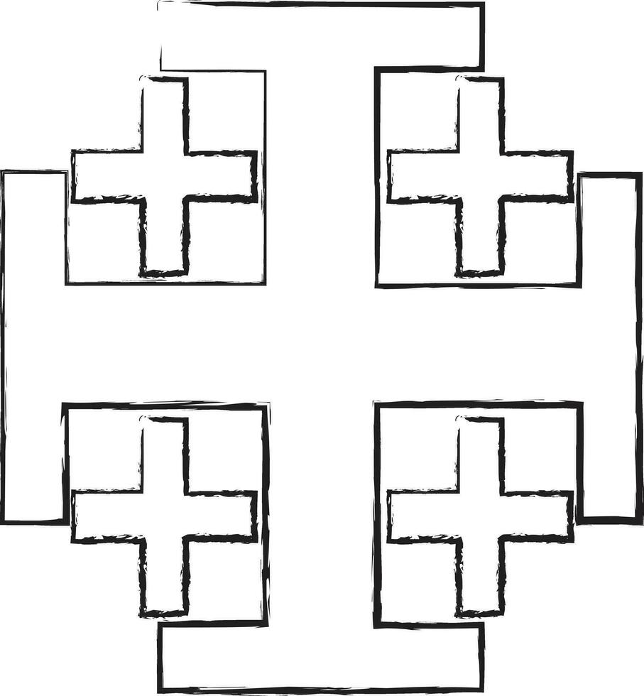 Jerusalem cross pencil drawing vector