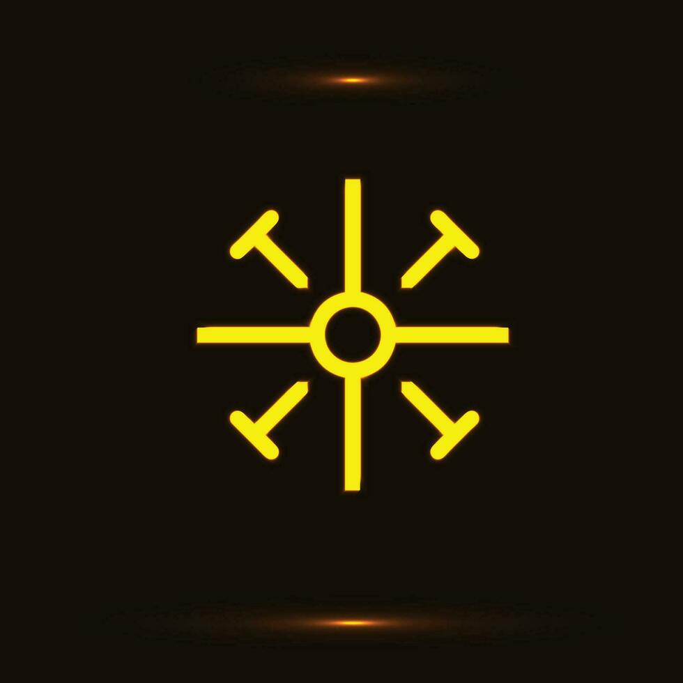 Golden Coptic cross symbol over black background. Glowing cross icon vector illustration