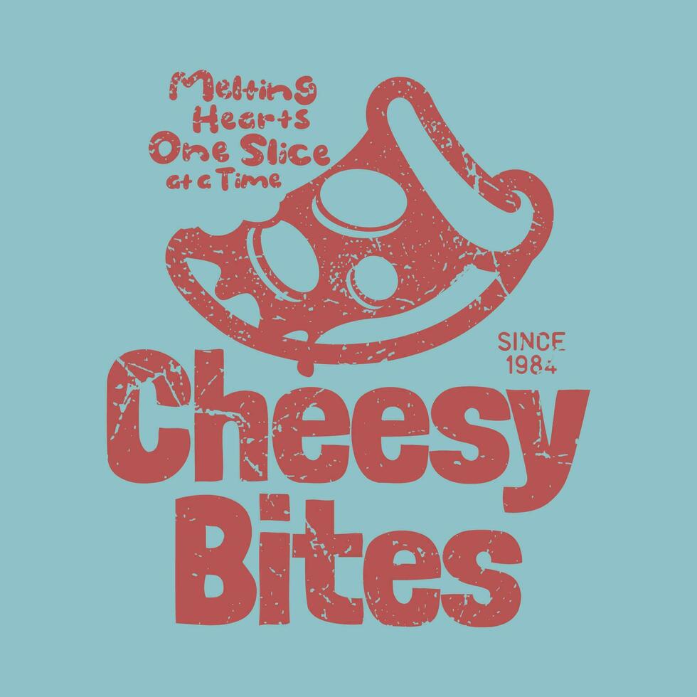 Retro Vintage Pizza Cheesy Bites Badge Logo vector