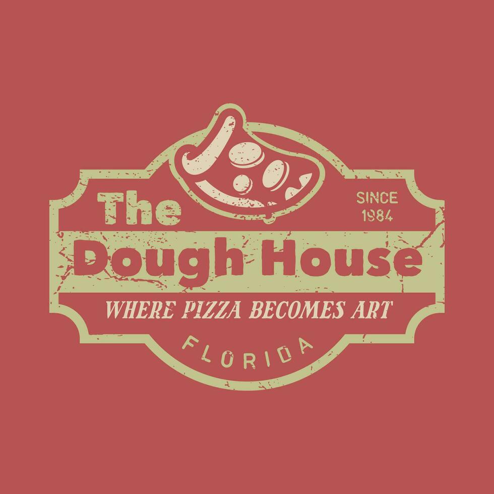 Retro Vintage Pizza Restaurant Stamp Label Badge Logo vector