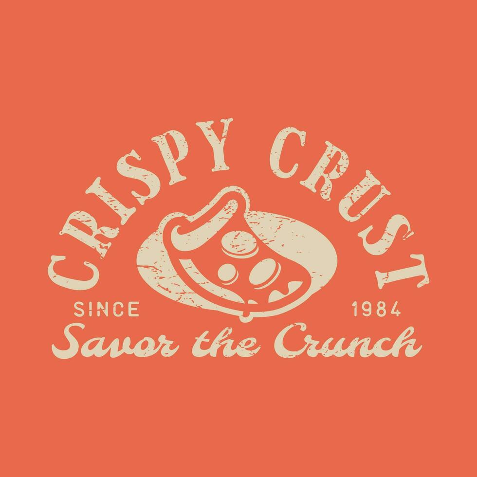 Retro Vintage Pizza Crispy Crust Badge Logo vector