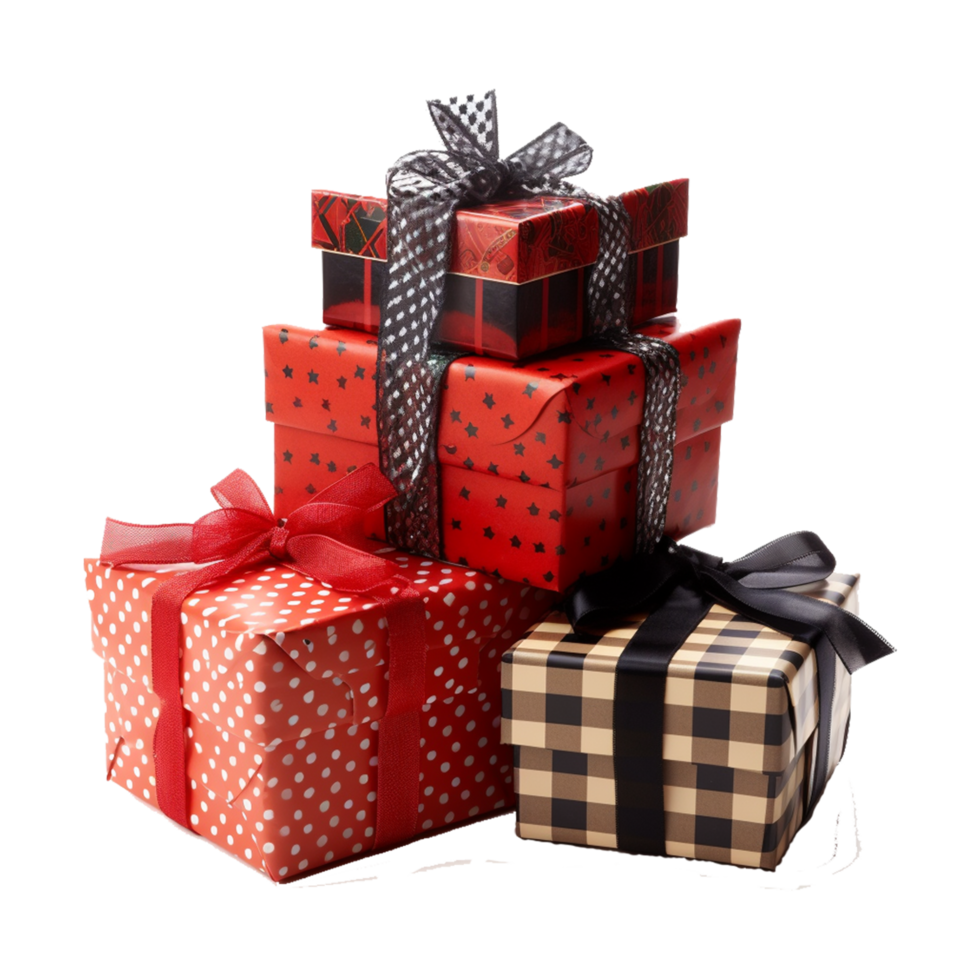 Red and black shiny gift boxes png