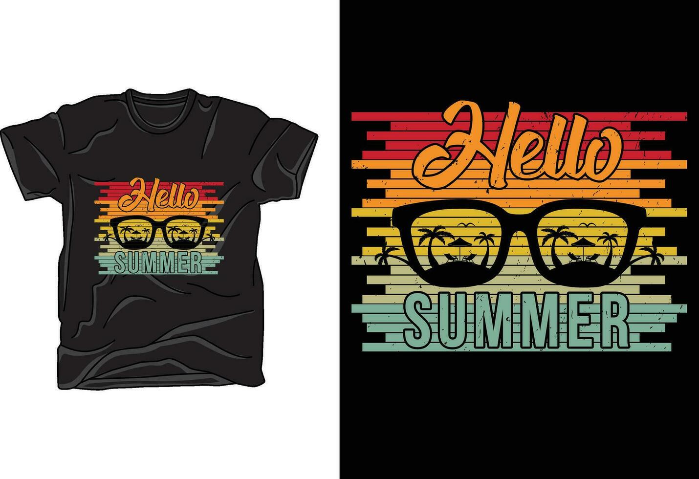 Vector beach sunset summer t-shirt design template