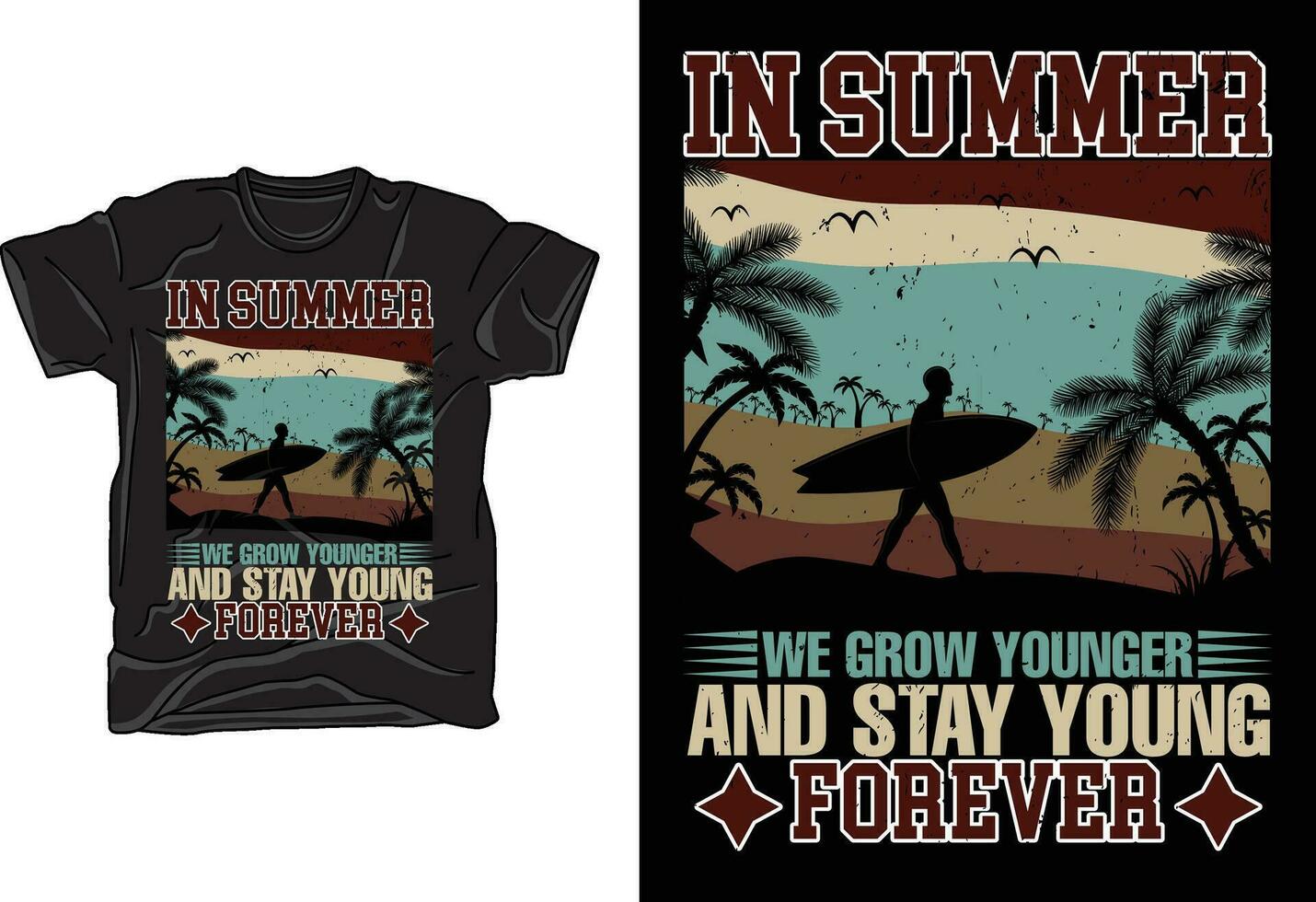 Vector beach sunset summer t-shirt design template