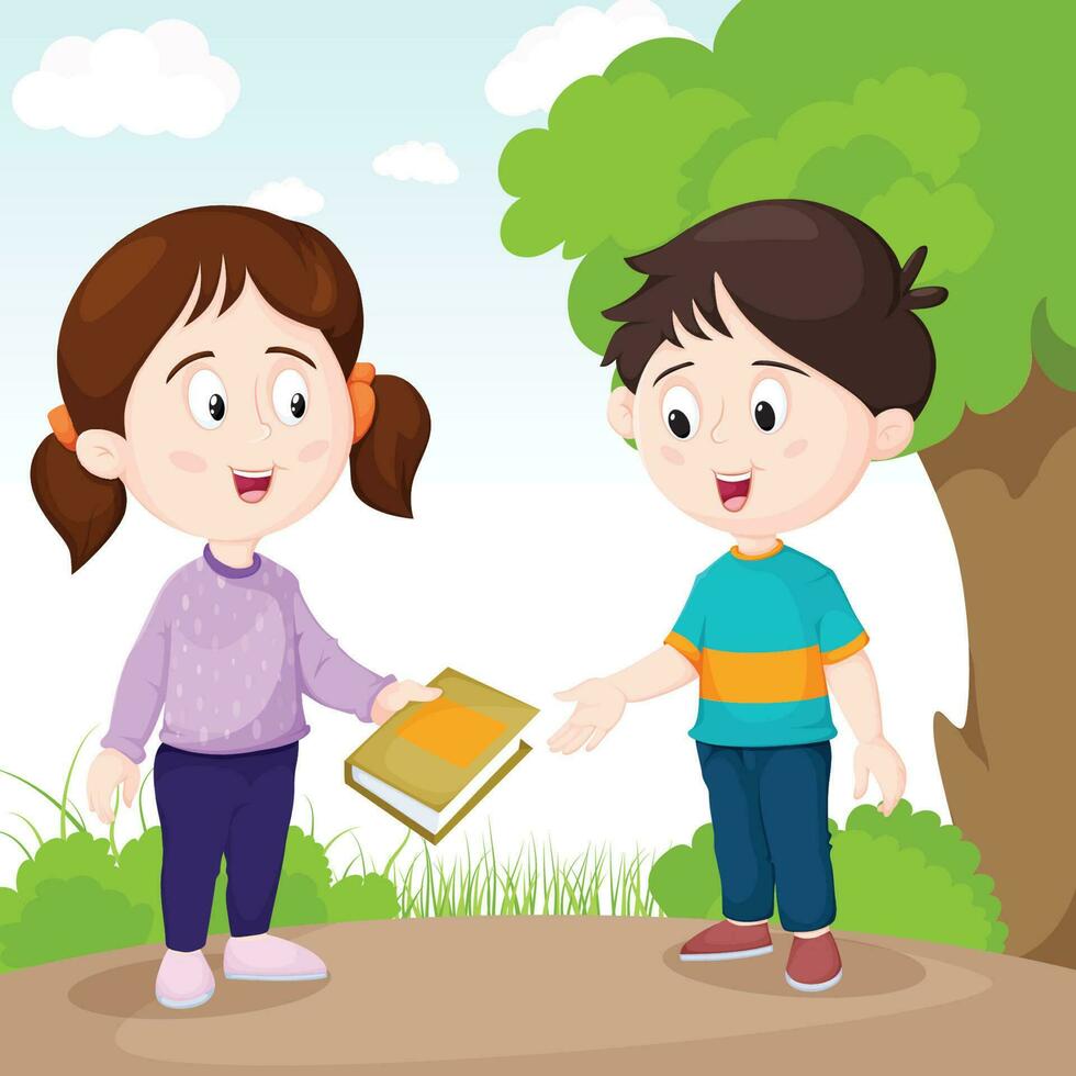 Sharing the Love of Reading with a Friend vector
