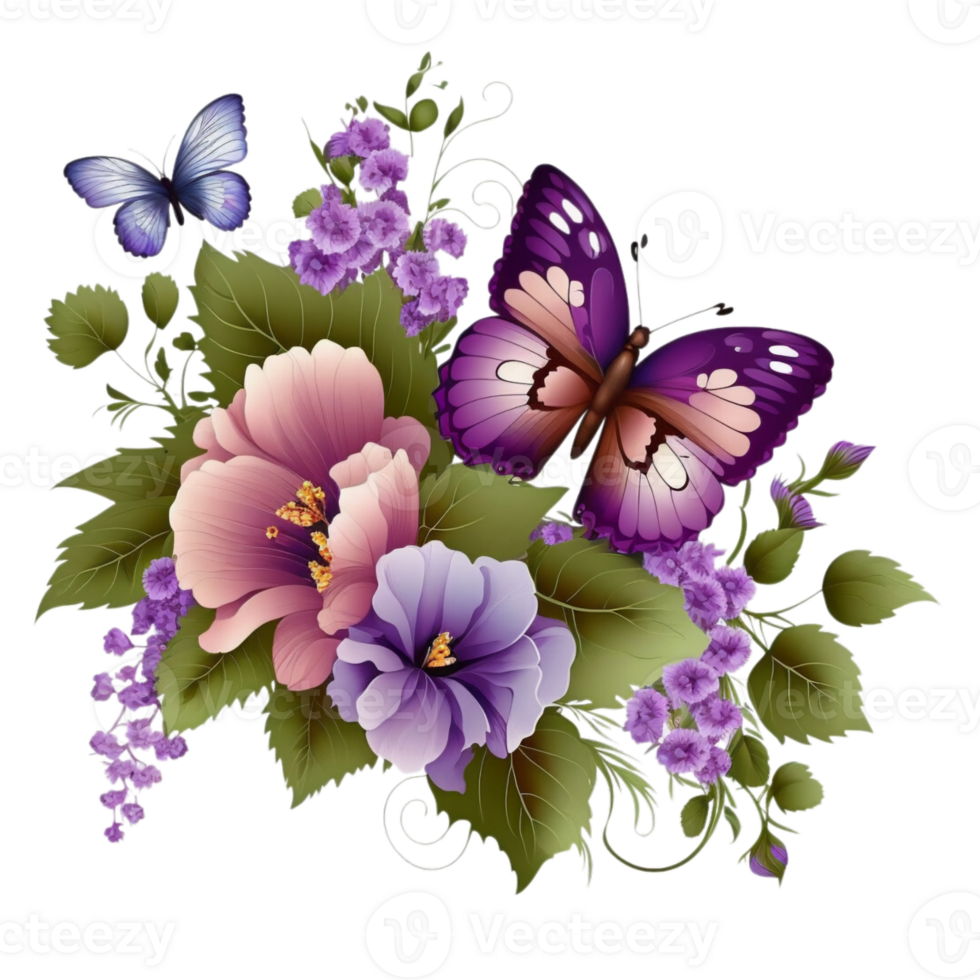 Purple Flower Butterfly Clipart Png 26770928 PNG