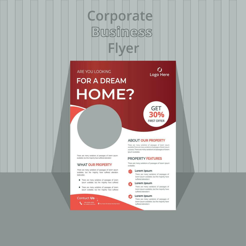 Corporate Business Real State Flyer with Red Accents vector