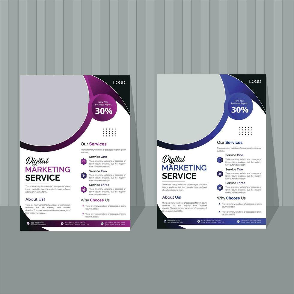 Business Leaflet Brochure Flyer Template Design Set. Corporate Flyer Template A4 Size vector