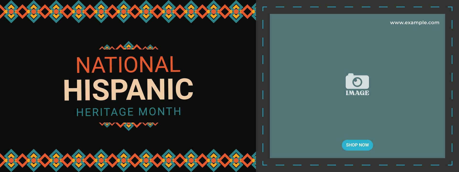 Hispanic heritage month. Abstract ornament banner design, retro style with text, geometry vector