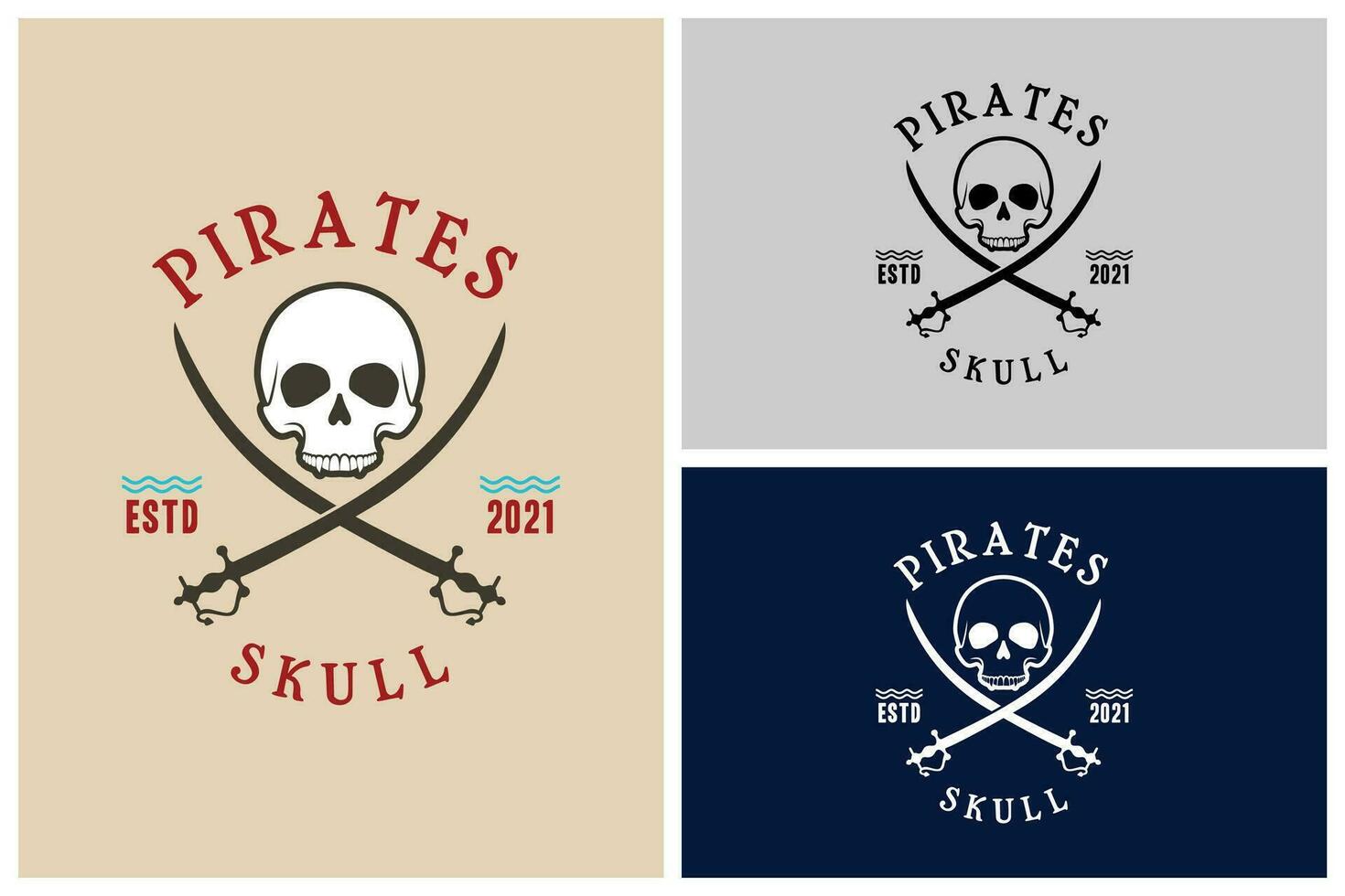 Simple Pirates Skull with Crossing Swords Vintage for Boat Ship Sailor Nautical Navy logo design vector