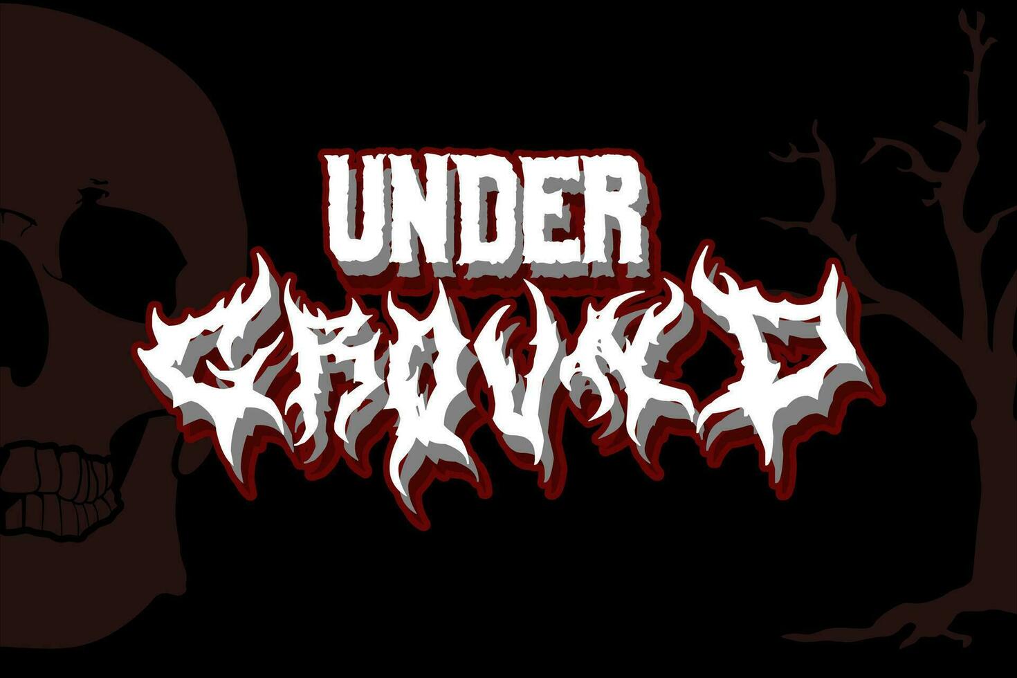 Underground typography, scary, horror, vector element. one genre of music