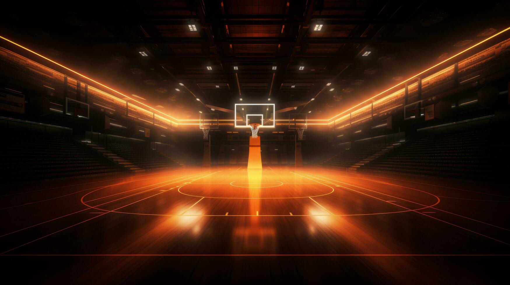 Basketball court with lights photo