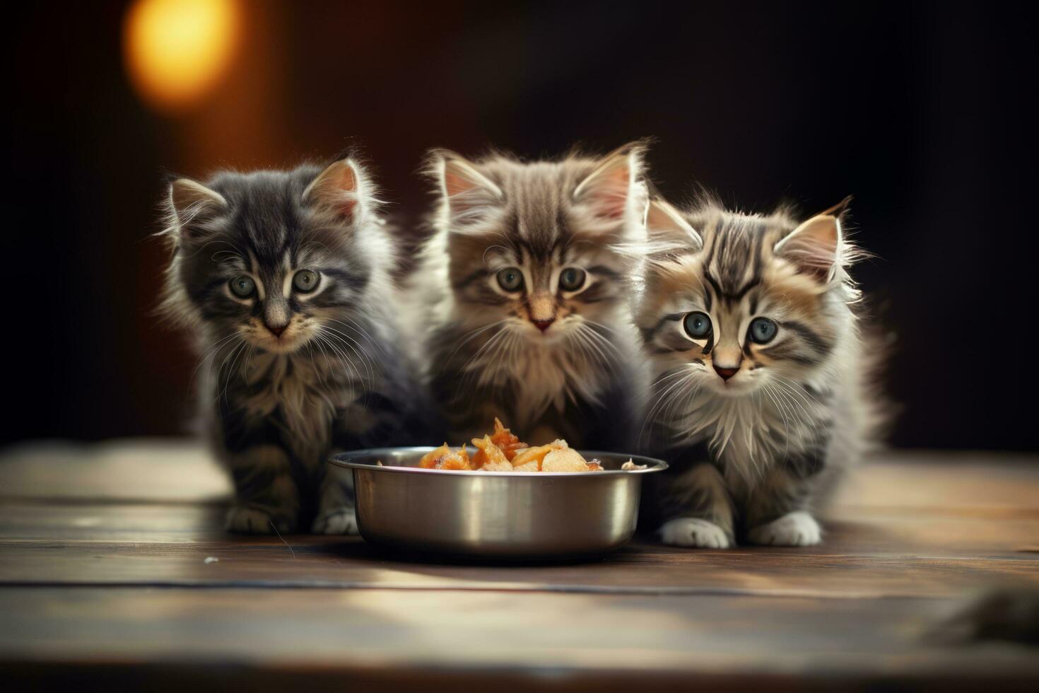 Cute kitten with food photo