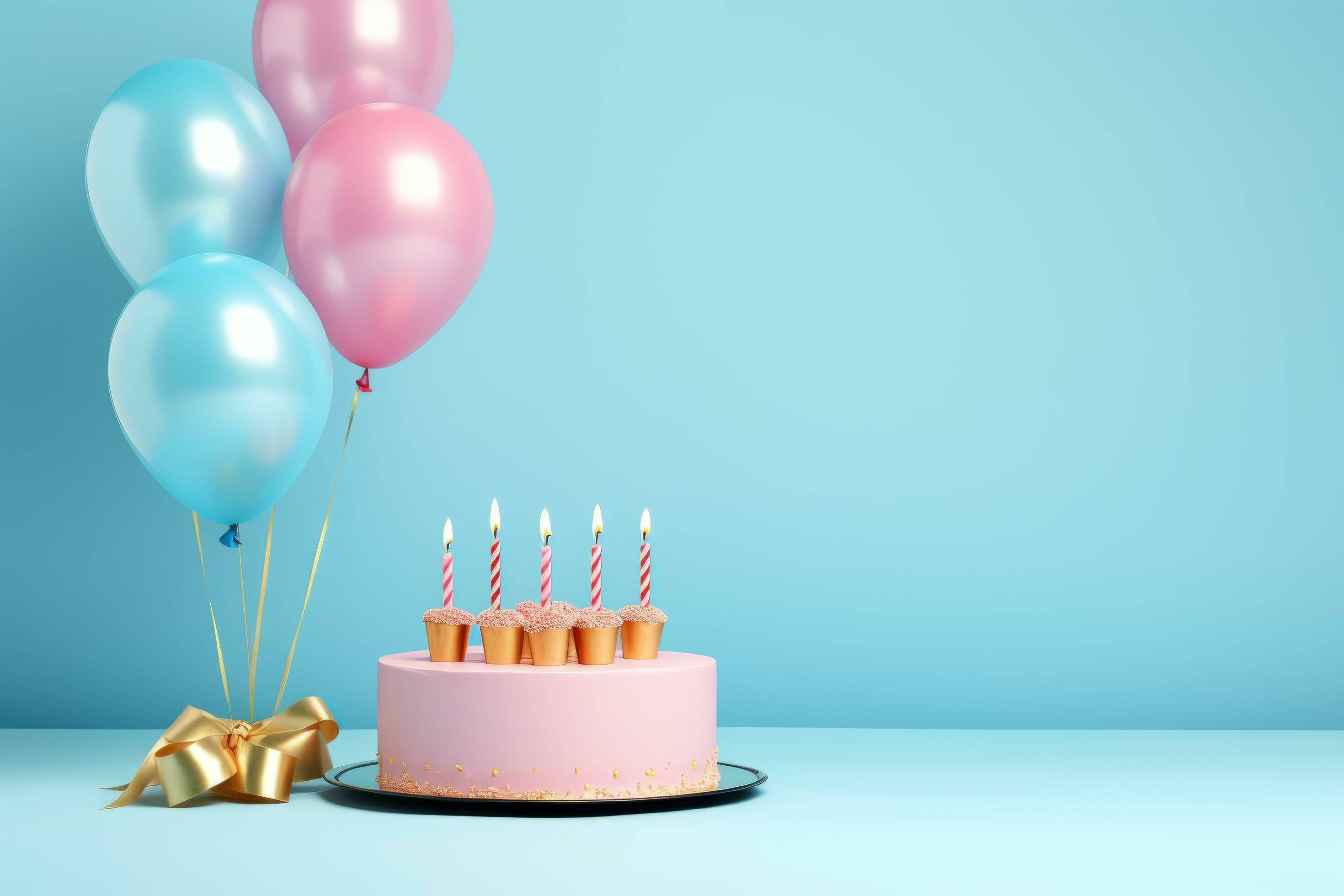 Blue background with Birthday cake 26771342 Stock Photo at Vecteezy