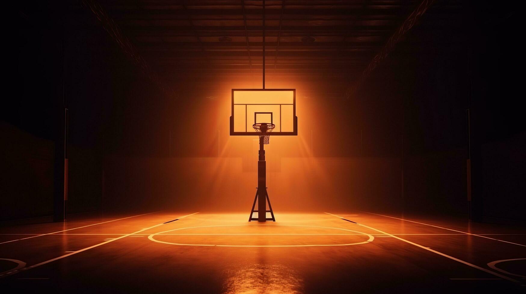 Basketball court with lights photo