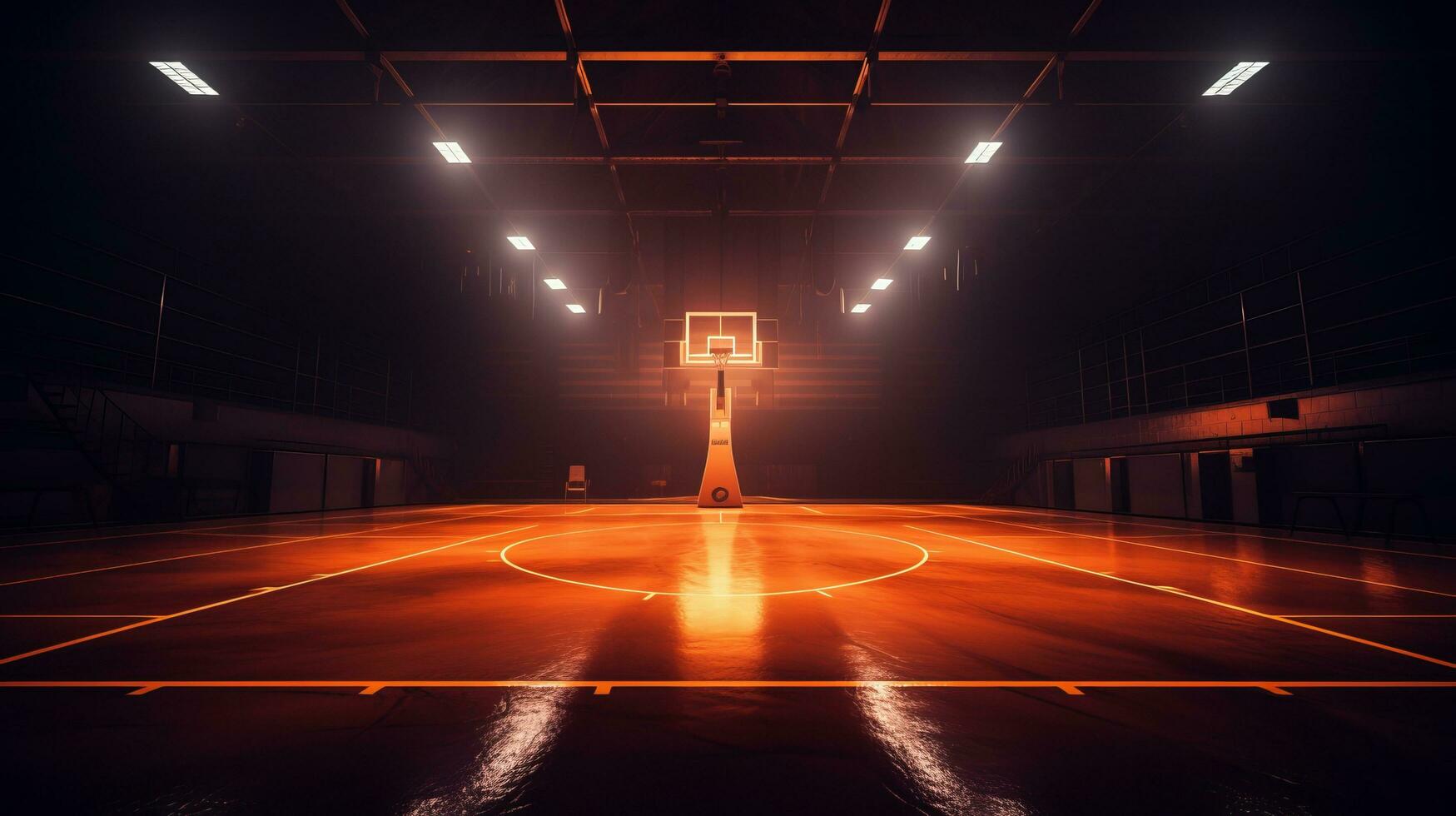 Basketball court with lights photo