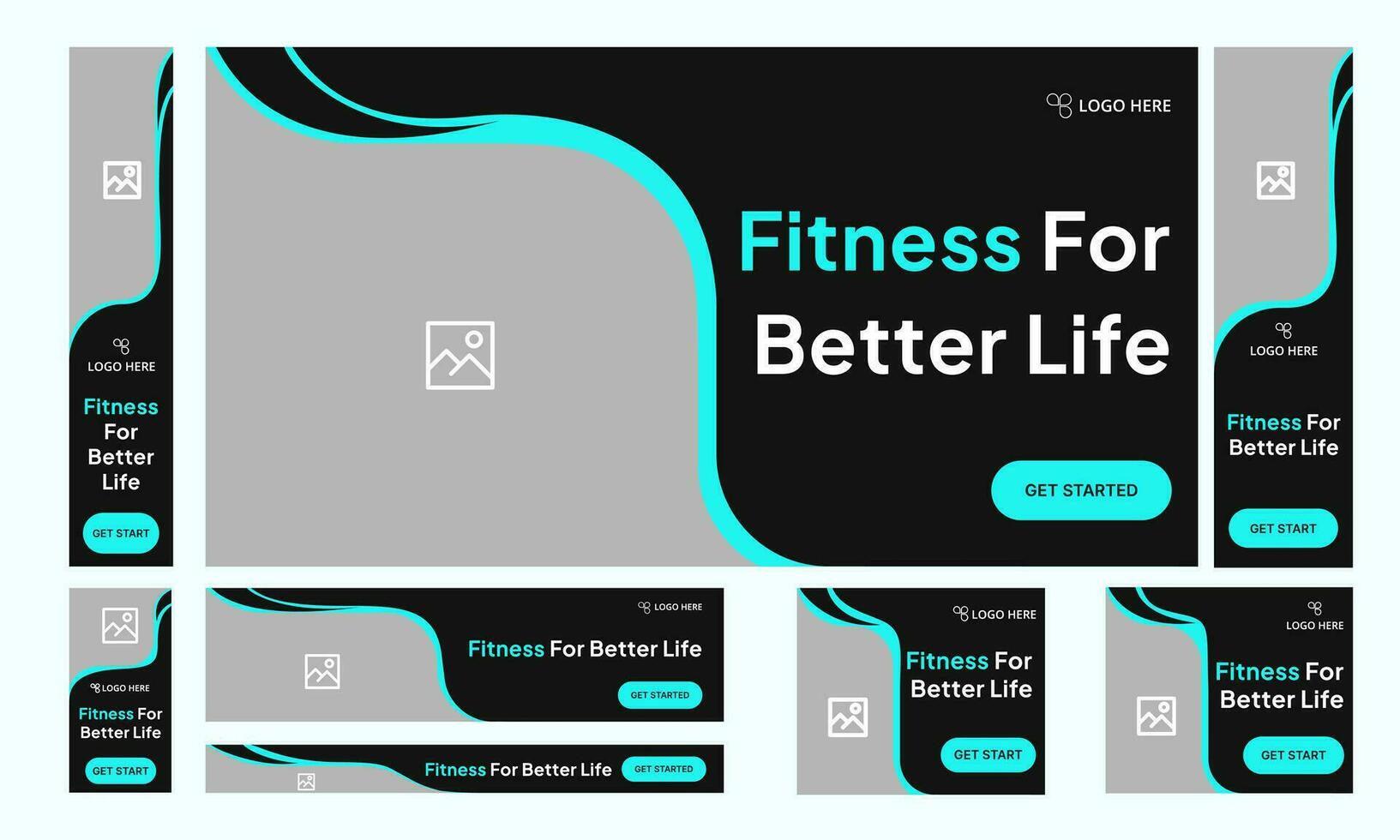 Set of fitness gym social media post banner template collection vector