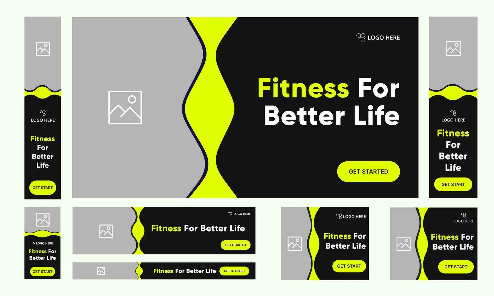 Vector illustration gym and fitness set of web banner design