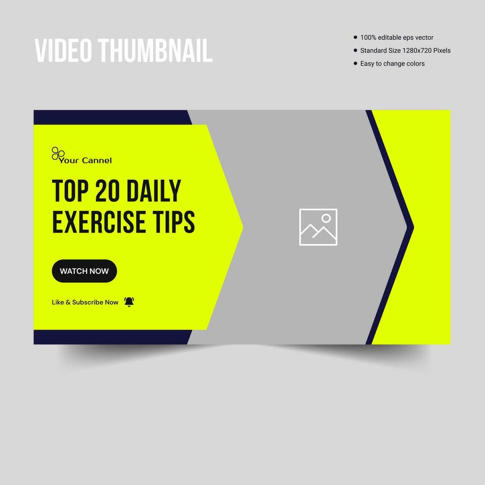 Body fitness gym exercise youtube thumbnail design template vector