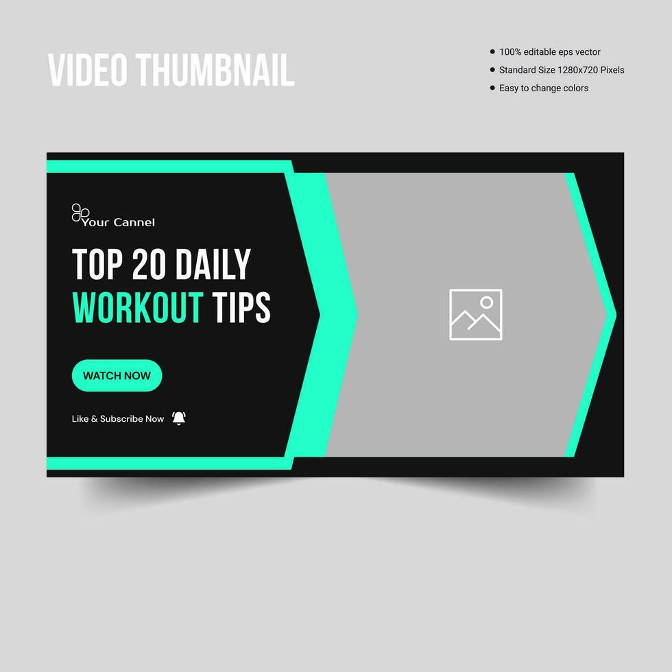 Vector illustration gym and fitness video thumbnail design