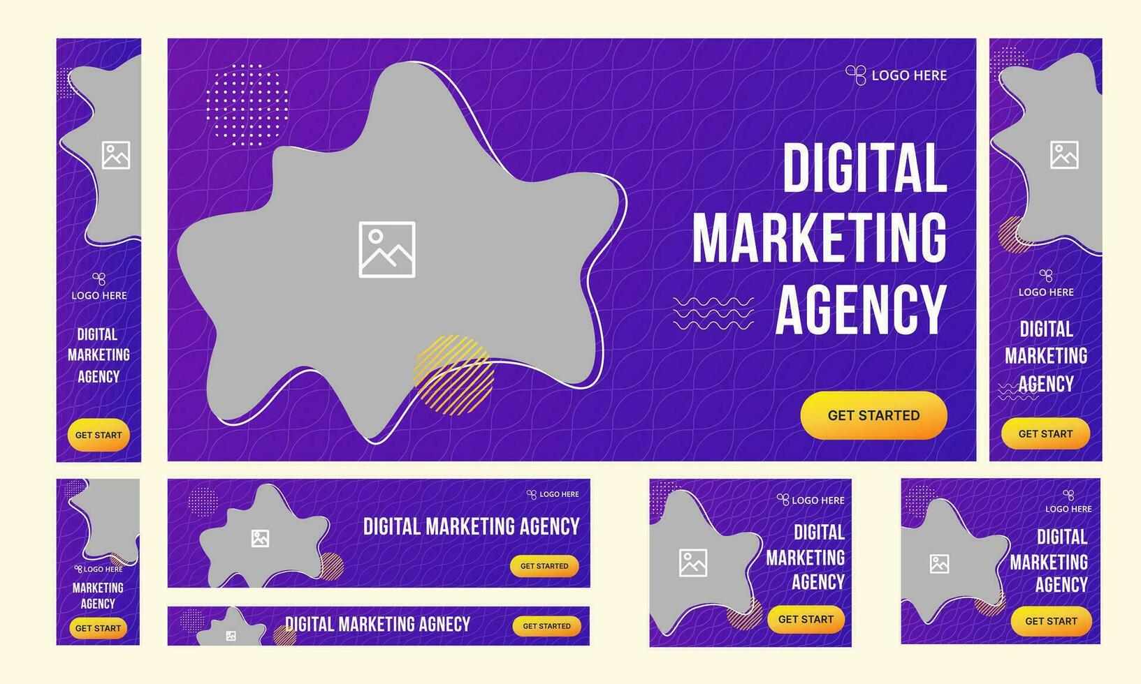 Digital marketing agency abstract web set banner template design vector