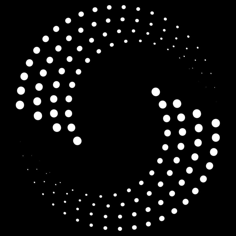 de moda vector trama de semitonos circular punto modelo marco. circulo puntos en blanco antecedentes. redondo marco con trama de semitonos circulo punto textura