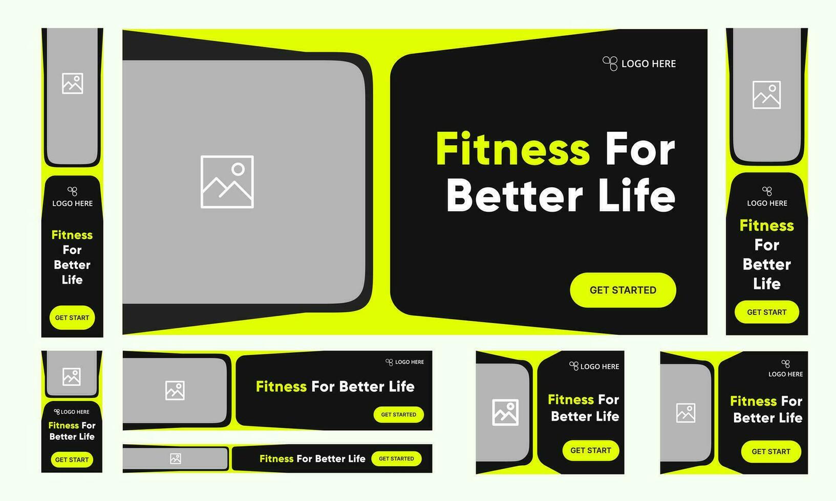 Customizable vector gym fitness product promotion design