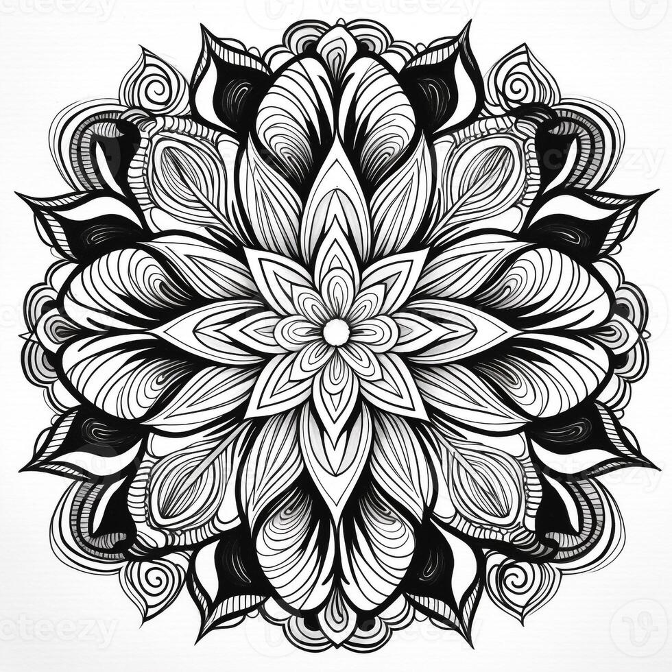 Flower Coloring Pages Mandala Style photo