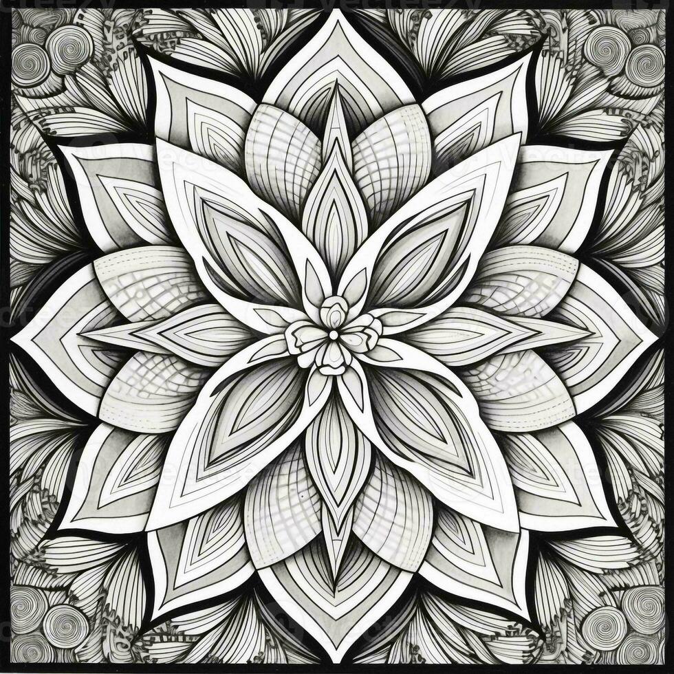 Flower Coloring Pages Mandala Style photo