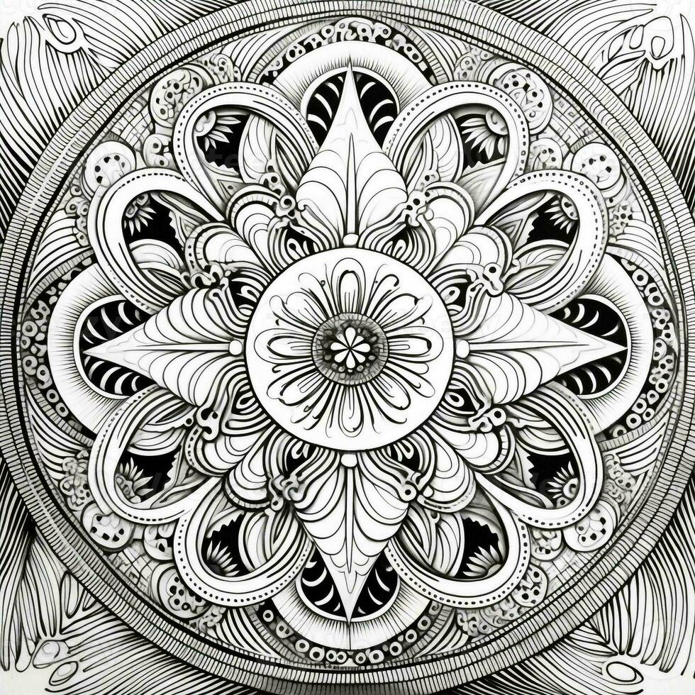 Flower Coloring Pages Mandala Style photo