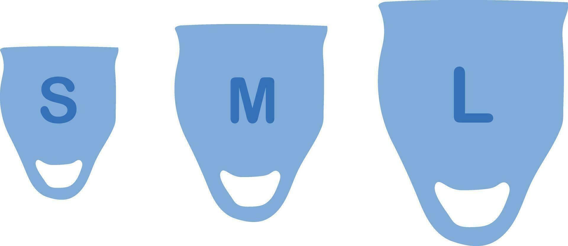 Women's menstrual cup set. Various sizes of cups S, M, L. Women's menstrual care. vector illustration of intimate hygiene products.