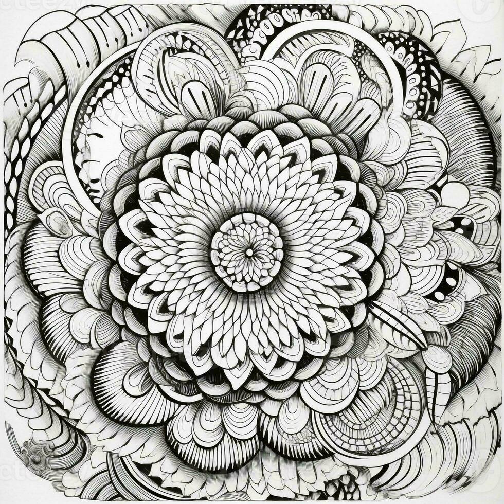 Flower Coloring Pages Mandala Style photo