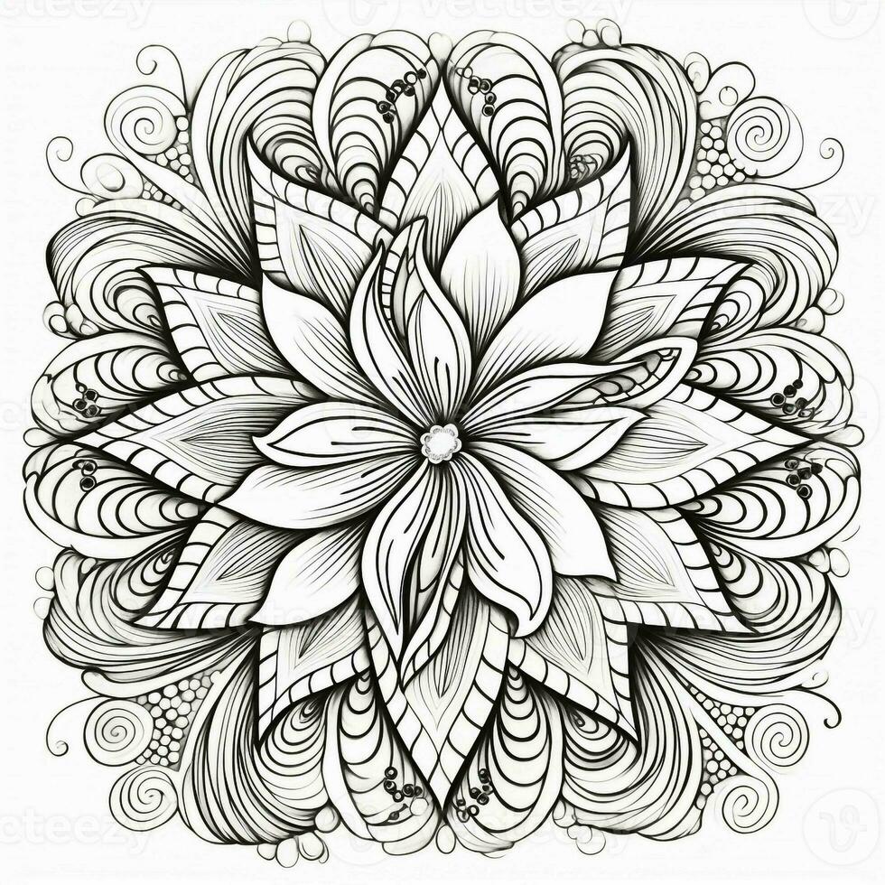 flor colorante paginas mandala estilo foto