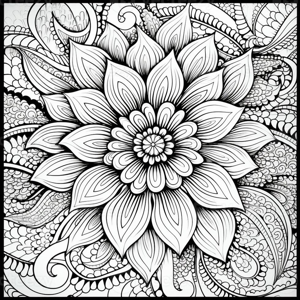 Flower Coloring Pages Mandala Style 26771719 Stock Photo at Vecteezy