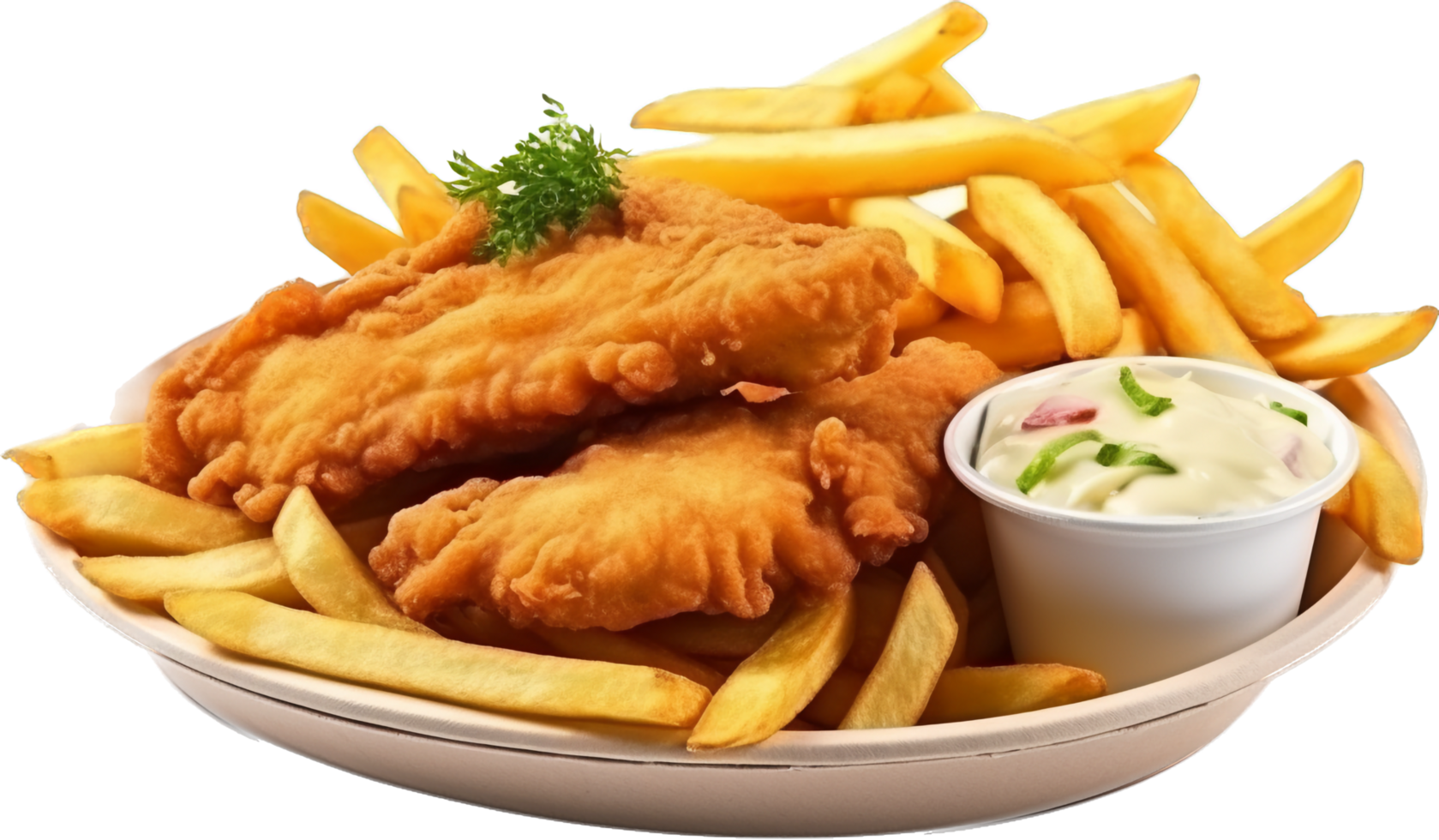 pescado y papas fritas png con ai generado.