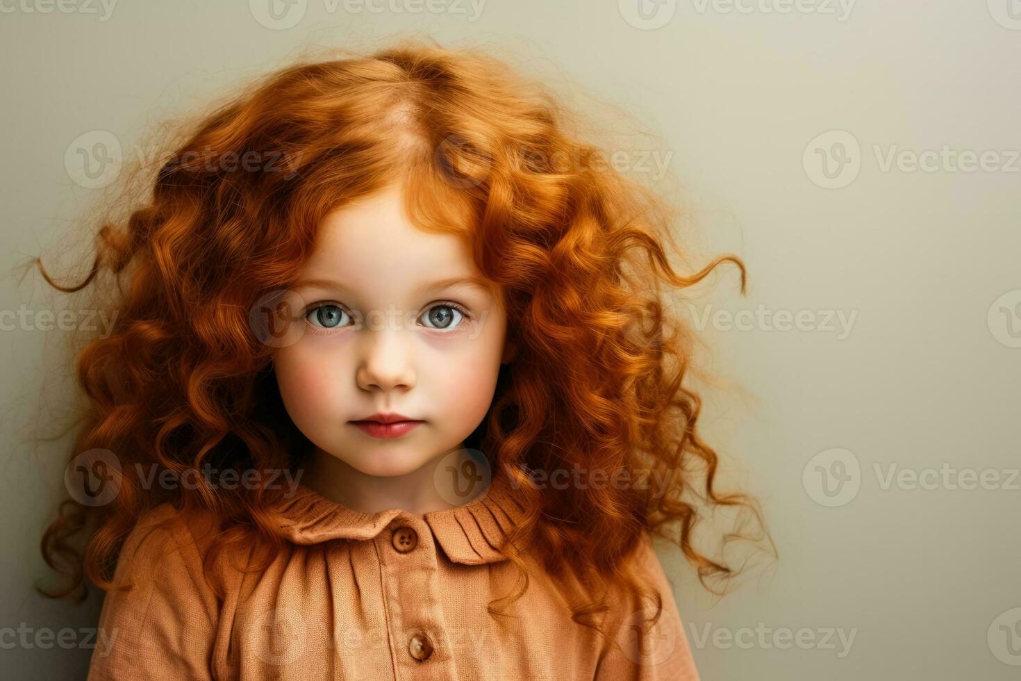 baby kid girl with redhead  photo with empty space for text