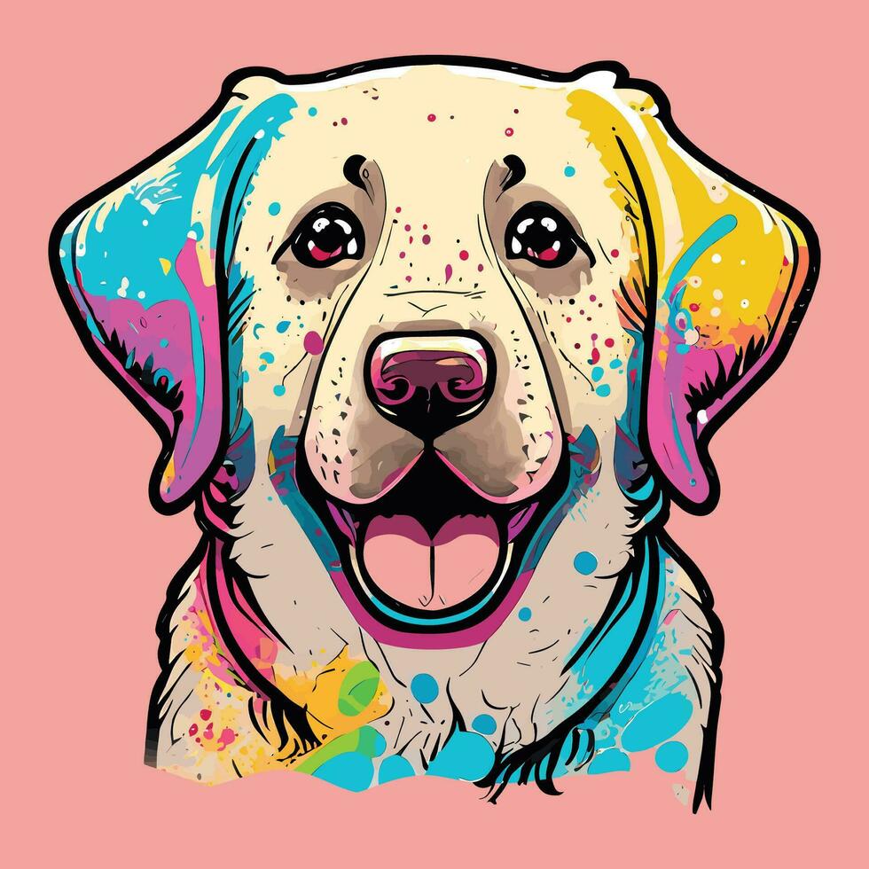 Cute labrador retriever dog watercolor face art illustration vector