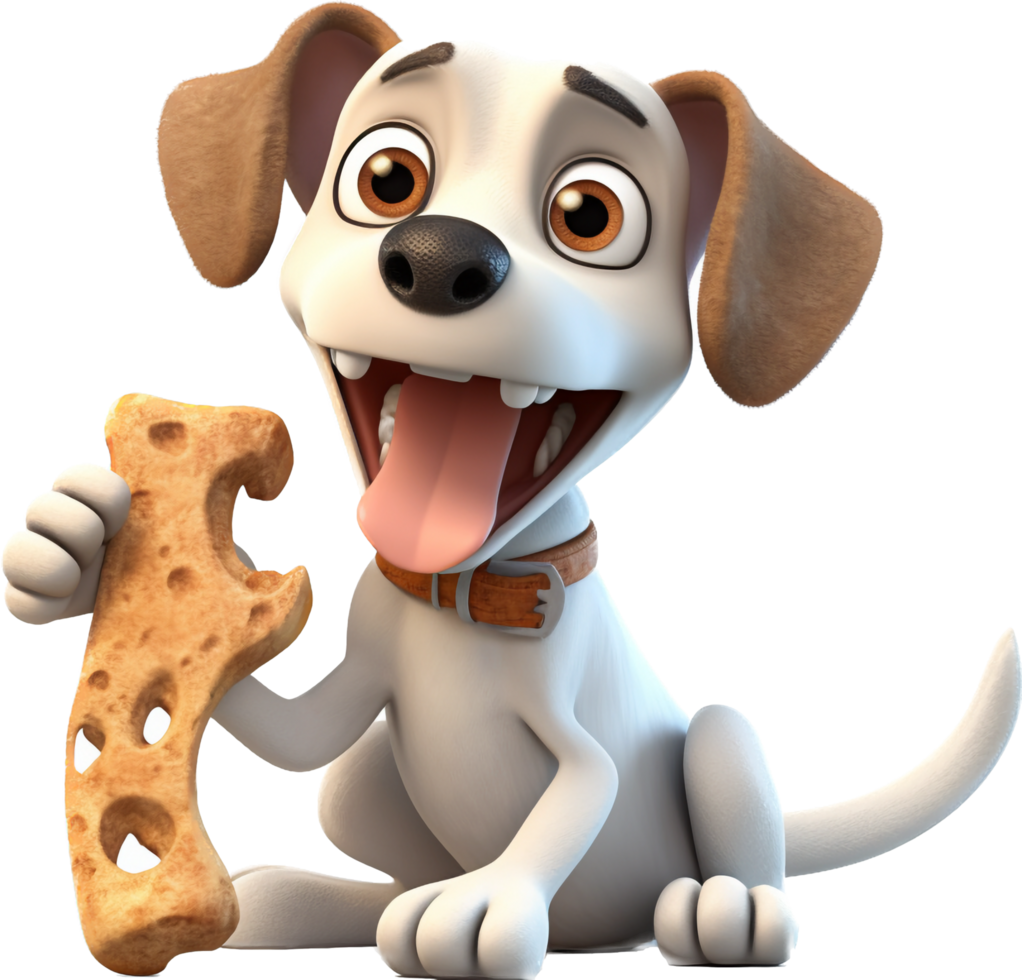 Dog with a bone png with AI generated.