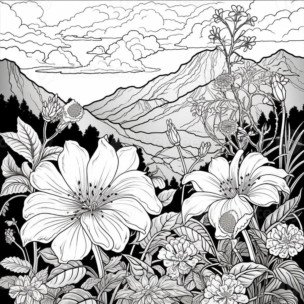 Flower Garden Coloring Pages photo