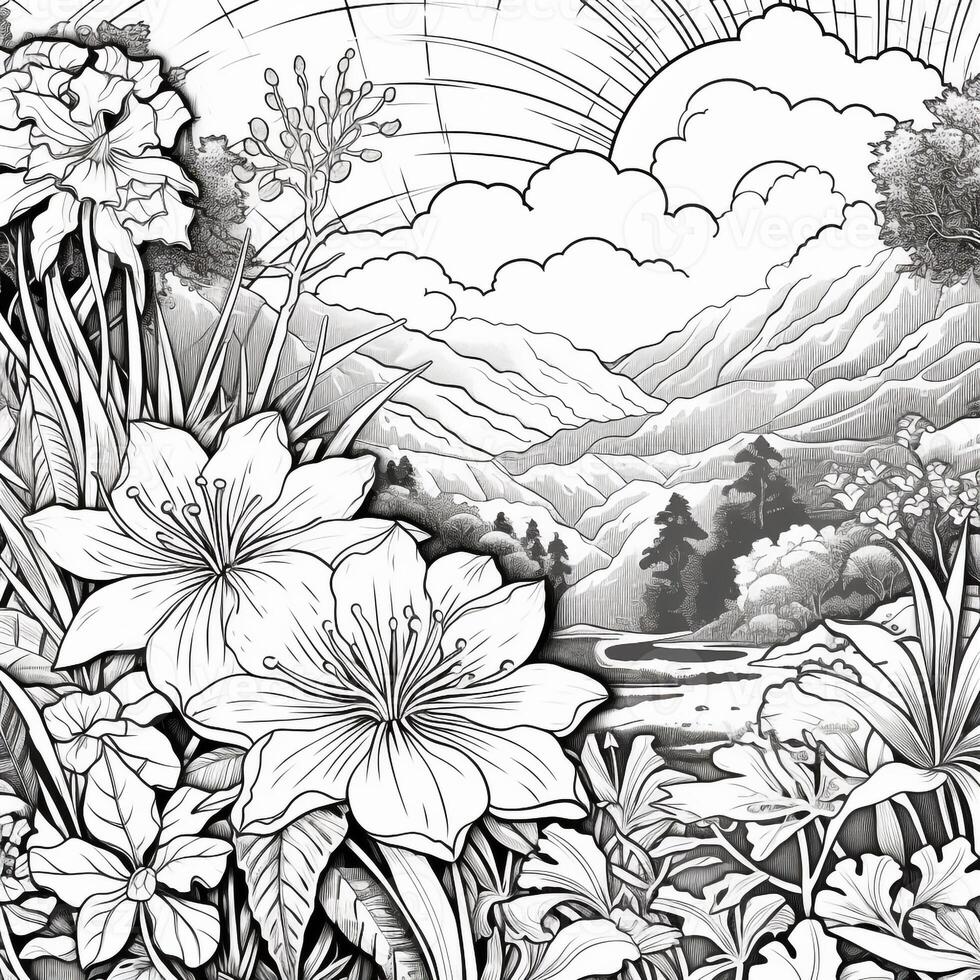 Flower Garden Coloring Pages photo