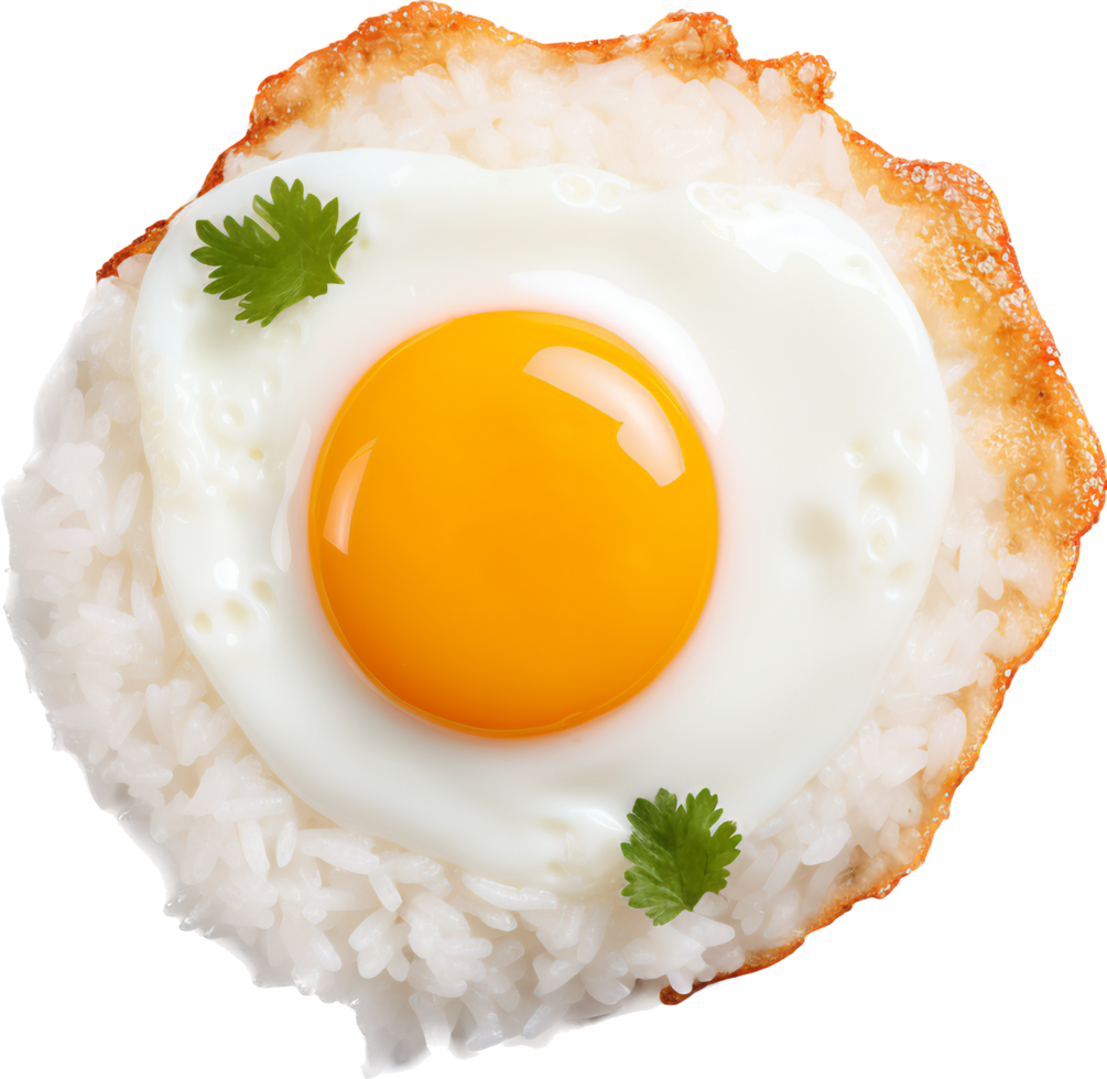 gebakken ei met rijst- PNG met ai gegenereerd.