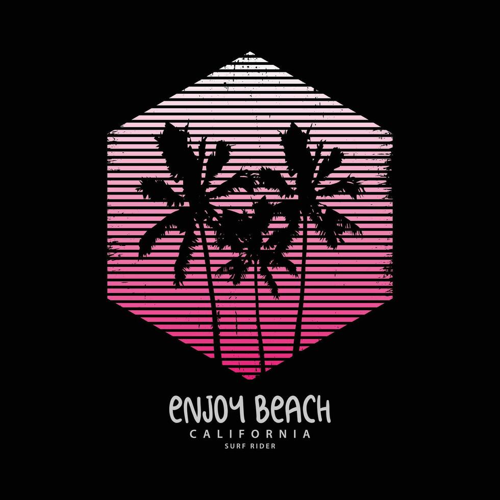 California beach illustration typography. perfect for t shirt design vector