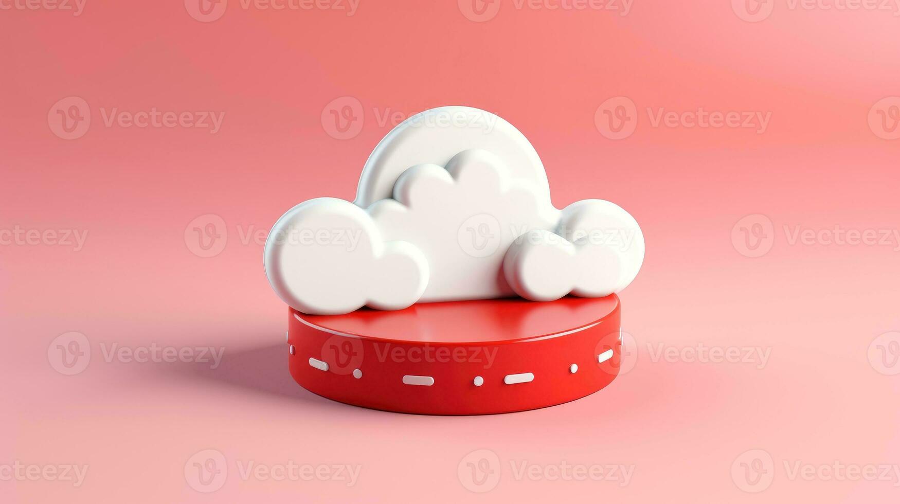 3D red white cloud icon minimal style, cloud computing online service, digital technology security concept, Generative AI illustration photo