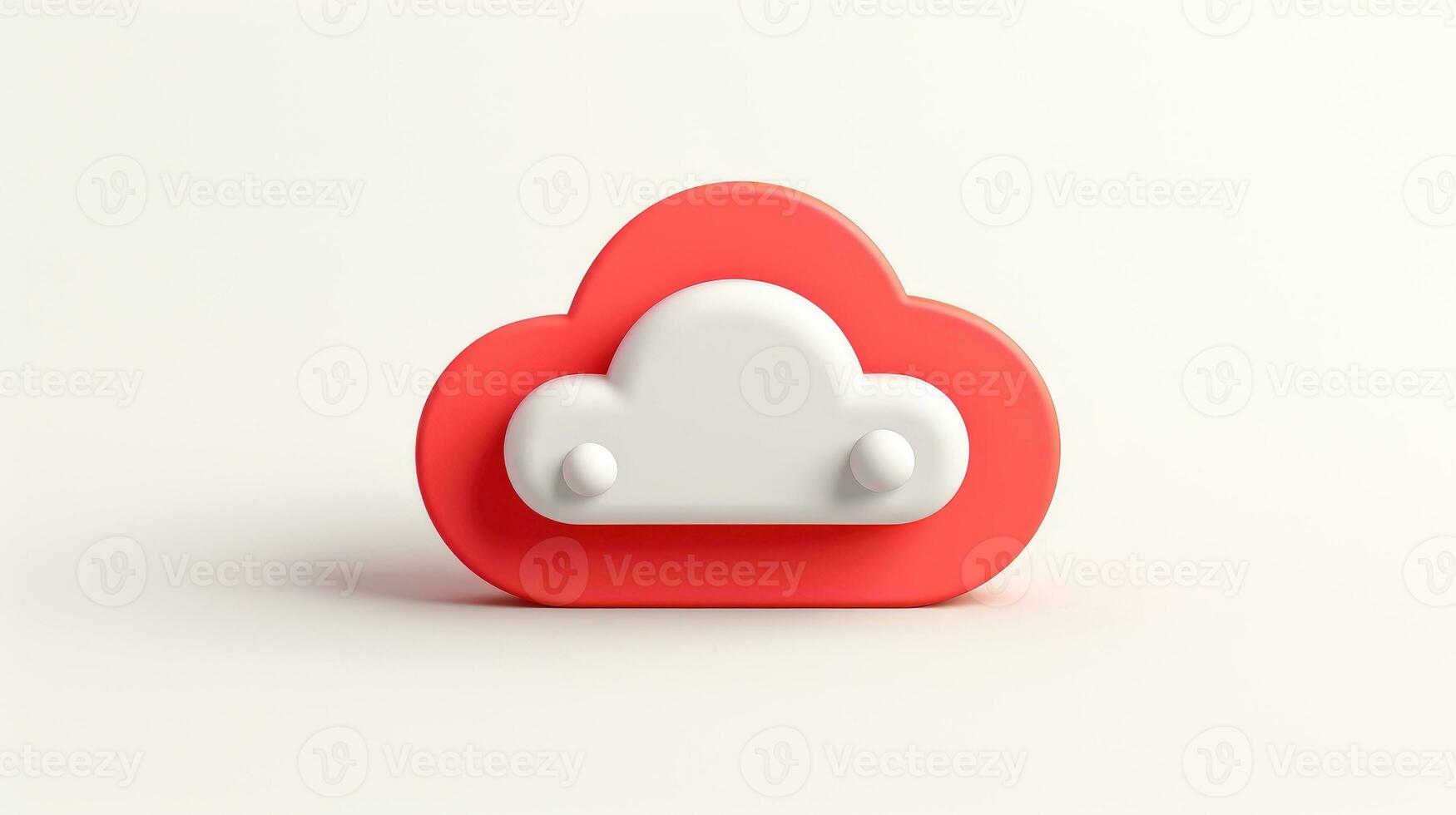 3D red white cloud icon minimal style, cloud computing online service, digital technology security concept, Generative AI illustration photo