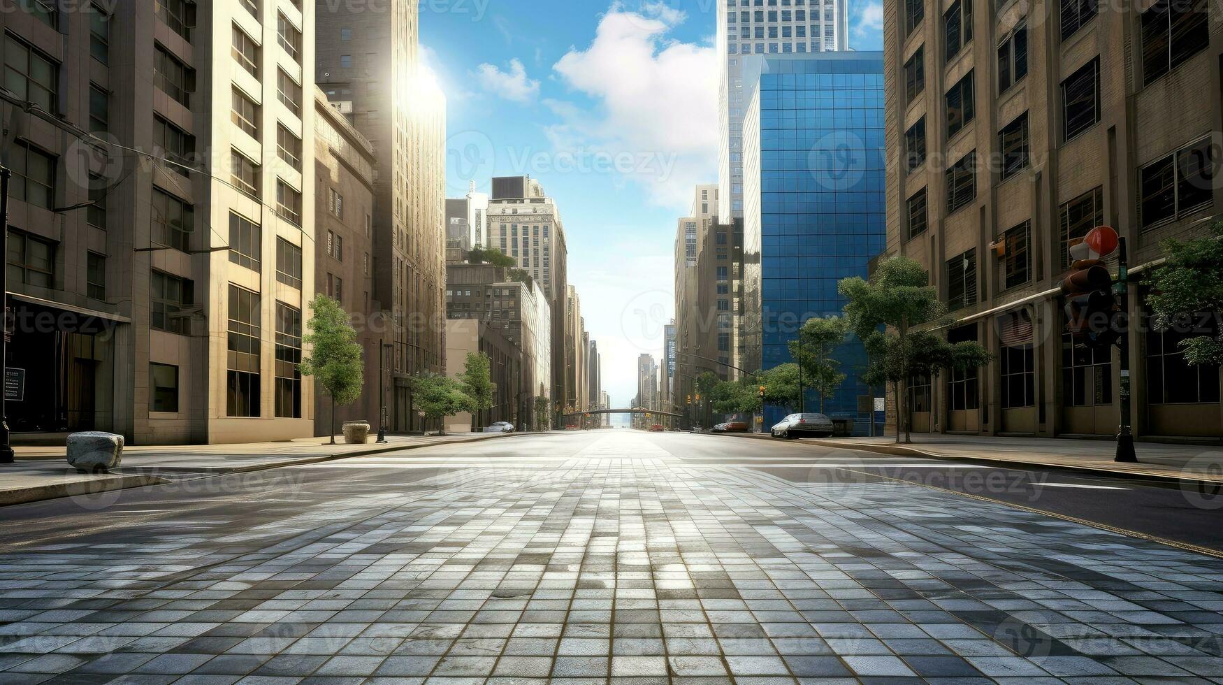 ilustración imagen de clásico arquitectura y urbano carreteras, vacío la carretera en el ciudad, generativo ai ilustración foto