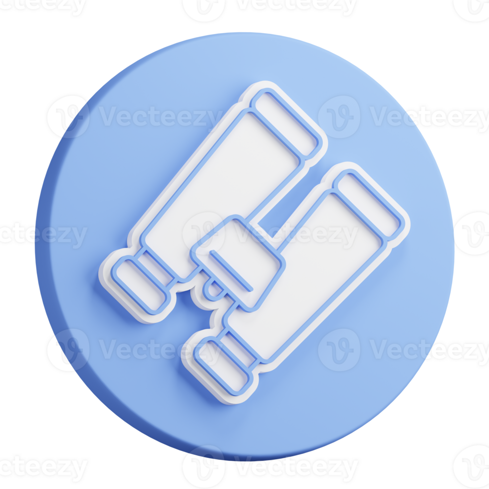 3d pulsante interpretazione di binocolo per osservare lontano oggetti. attrezzatura per campagne e militare operazioni. realistico blu bianca png illustrazione isolato su trasparente sfondo