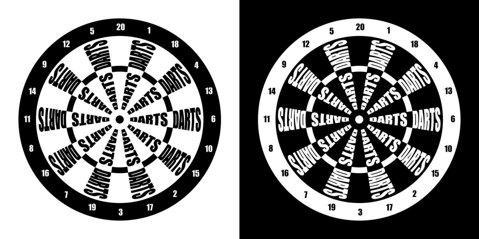 darts board target with decorative inscription DARTS. Equipment for sports competitions. Vector