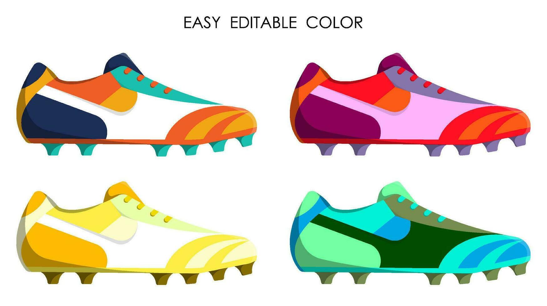 color clásico fútbol, fútbol americano bota, claveteado zapatilla de deporte en dibujos animados estilo. aislado vector en blanco antecedentes